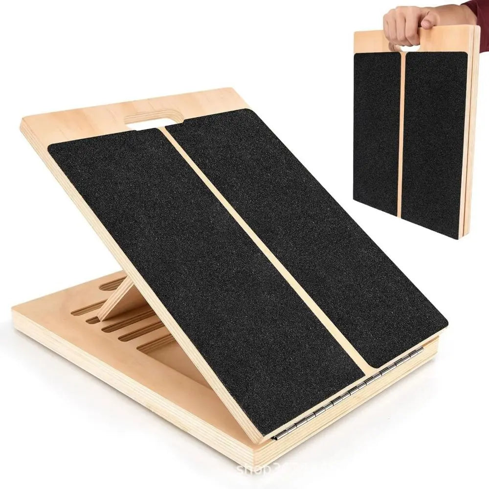 Ankora™ Adjustable Wooden Slant Board - 4-Level Calf Stretcher & Desk Footrest