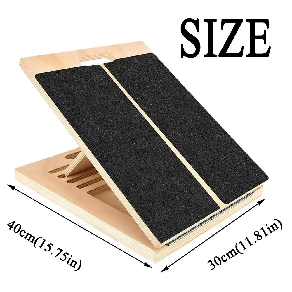 Ankora™ Adjustable Wooden Slant Board - 4-Level Calf Stretcher & Desk Footrest